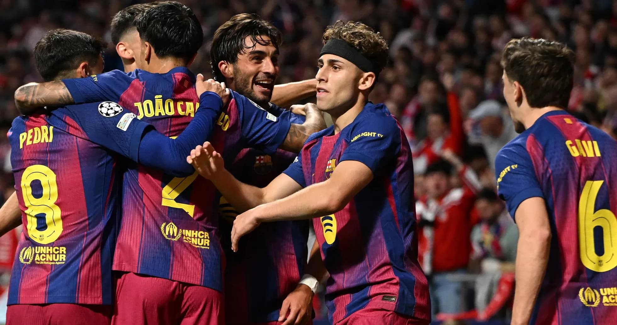 Jugadores del Barcelona celebrando un gol en partido