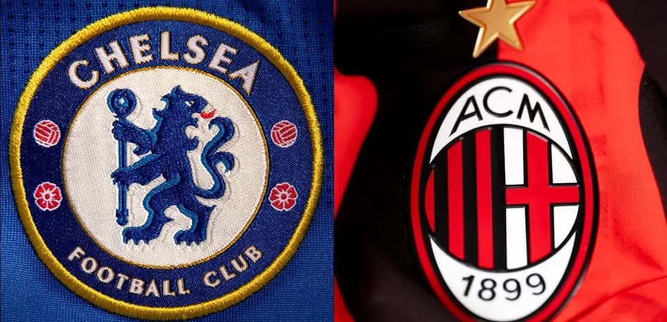 Escudos de Chelsea y AC Milan en uniformes