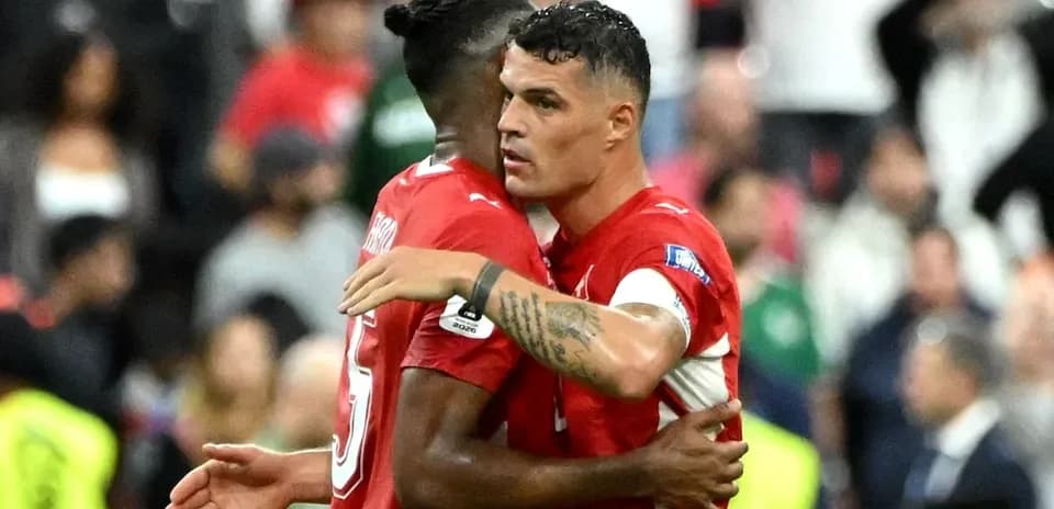 Jugadores de Suiza celebrando un gol