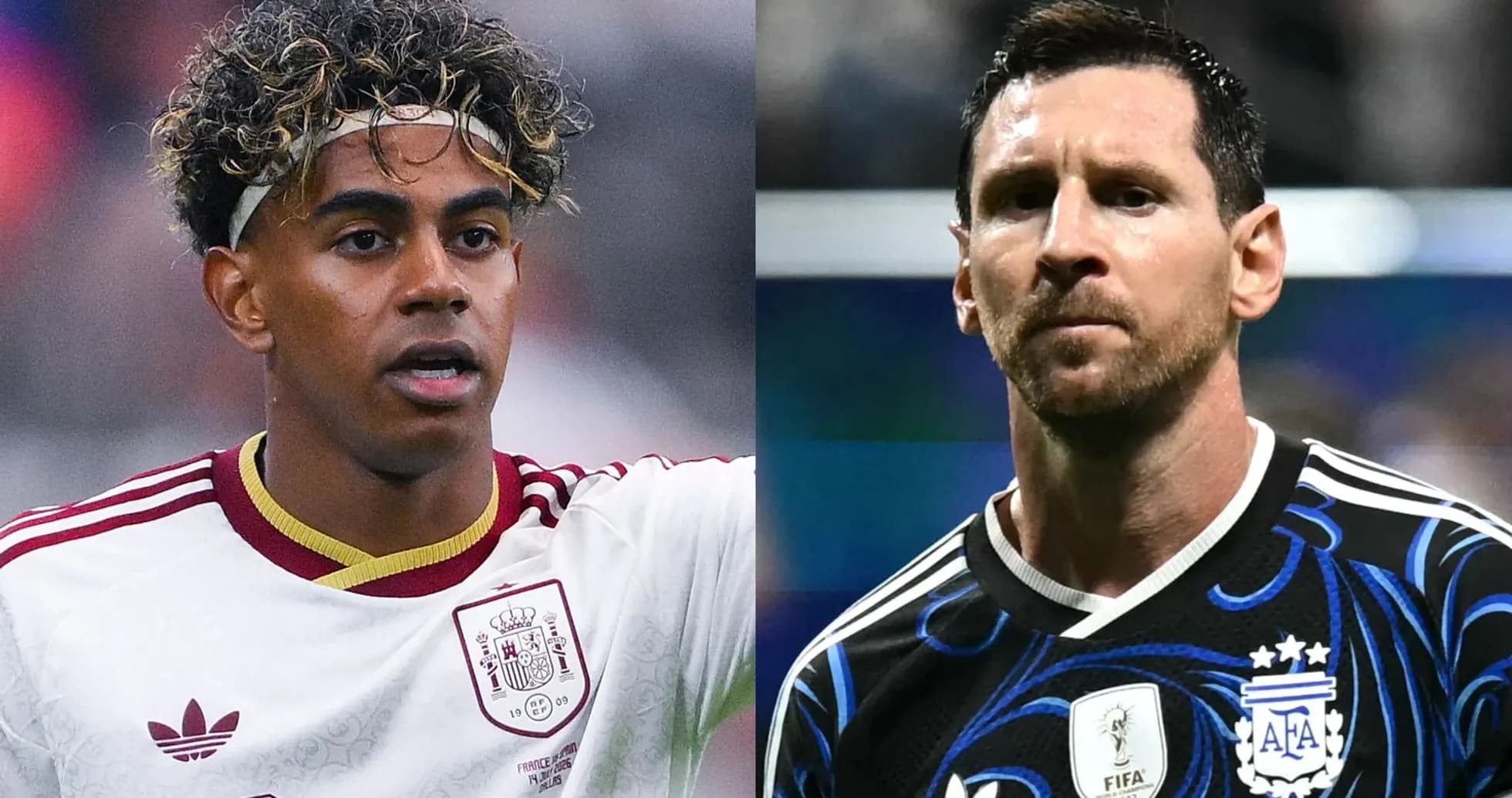 Jugadores de fútbol, uno de España y otro de Argentina