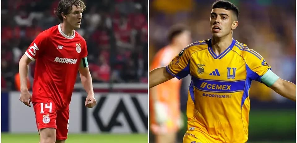 Jugadores de Toluca y Tigres UANL en acción