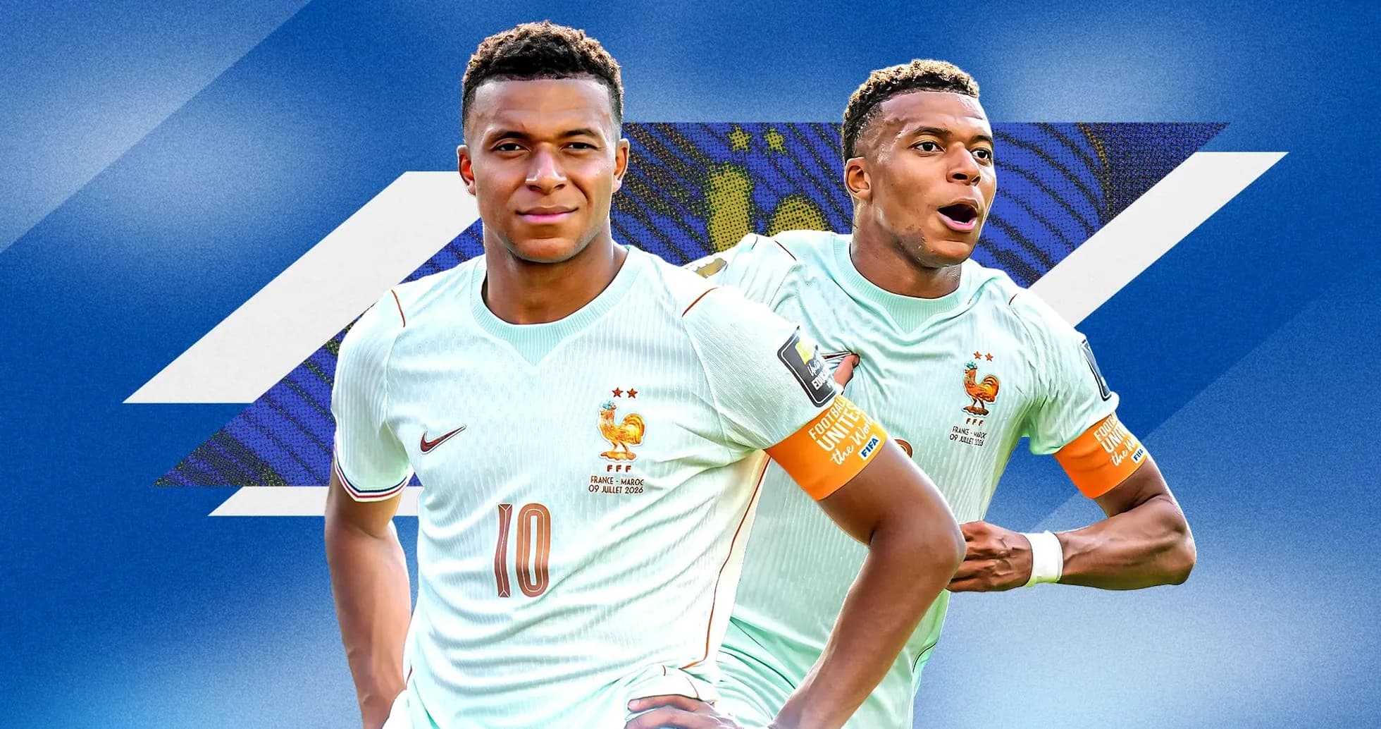 Kylian Mbappé posando en uniforme de Francia