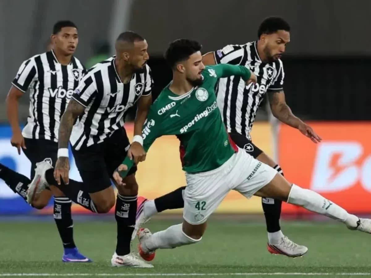 Jugadores de Botafogo y Palmeiras en acción