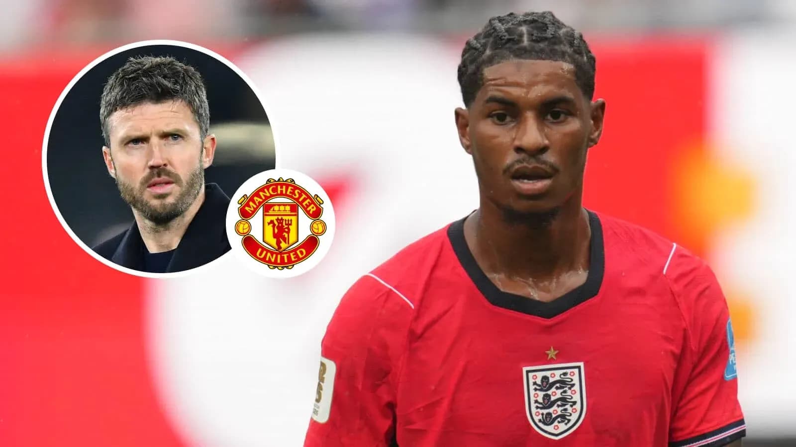 Jugador de Inglaterra en partido con logo de Manchester United