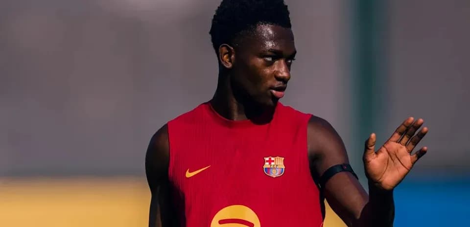 Jugador de FC Barcelona en entrenamiento