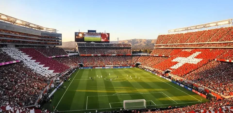 Aficionados de Qatar y Suiza en el estadio