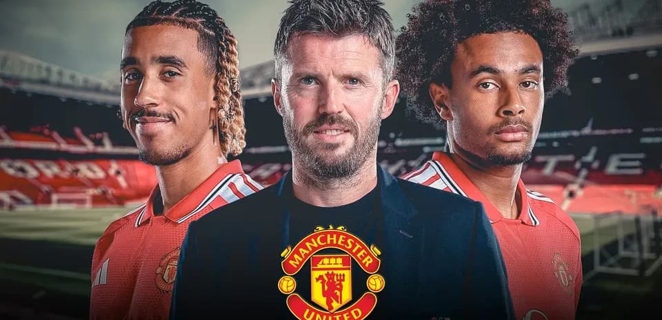 Jugadores de Manchester United posando en el estadio