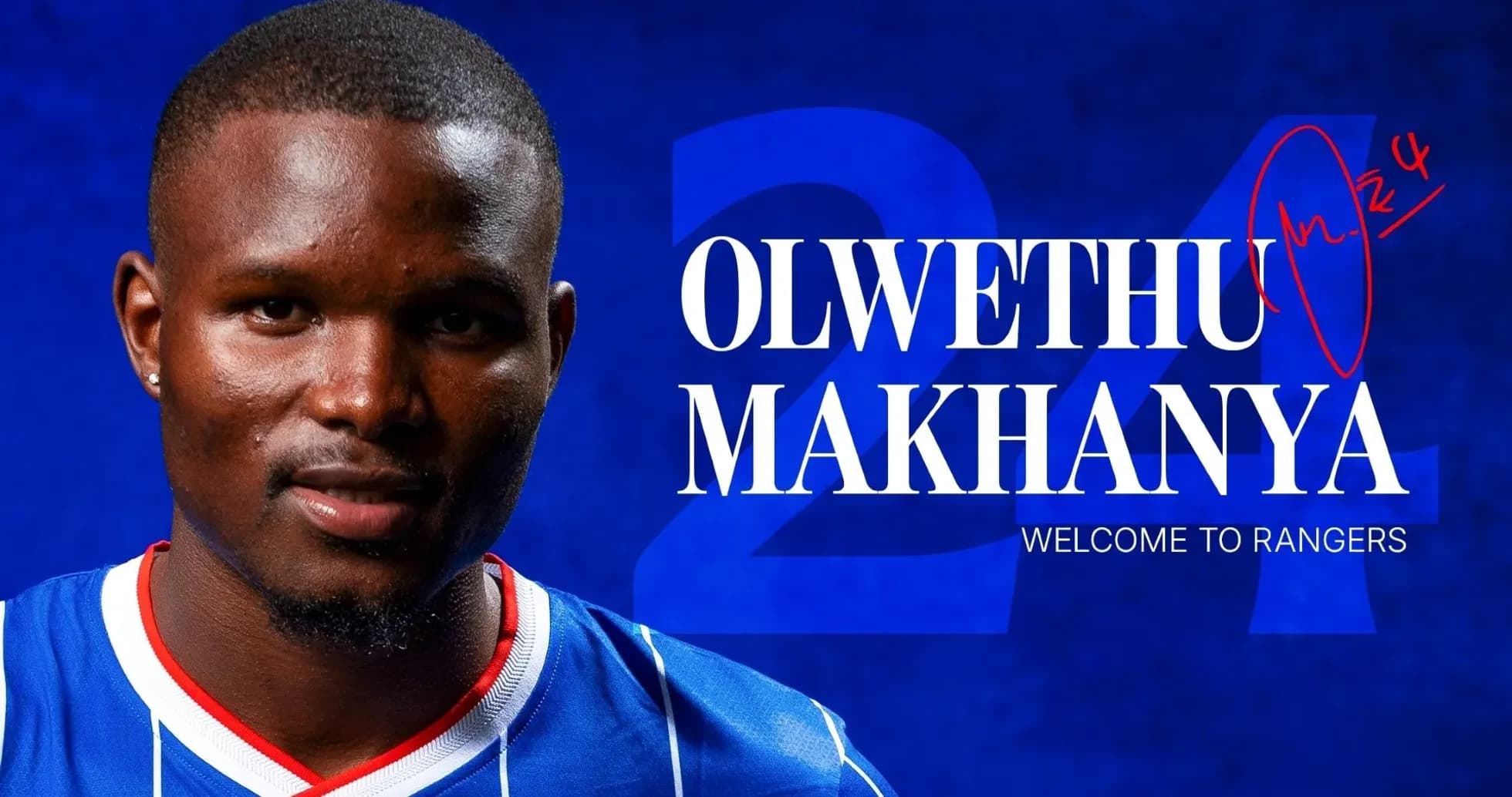 Jugador Olwethu Makhanya con camiseta de Rangers