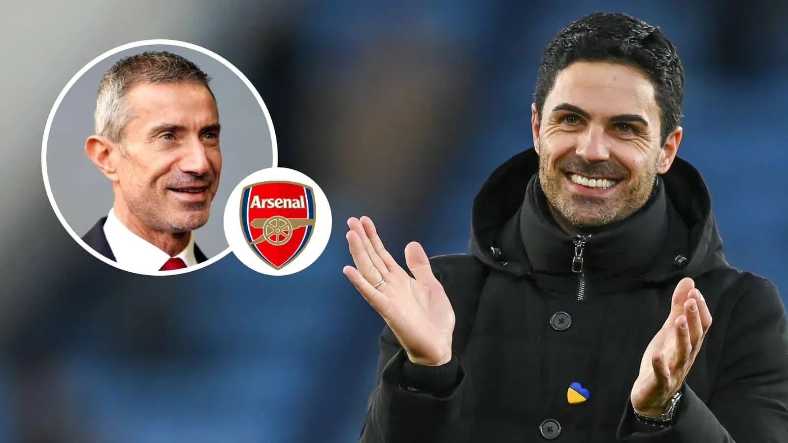 Entrenadores de Arsenal celebrando en el campo