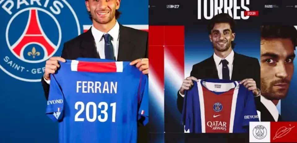 Ferran Torres presenta camiseta del PSG en conferencia