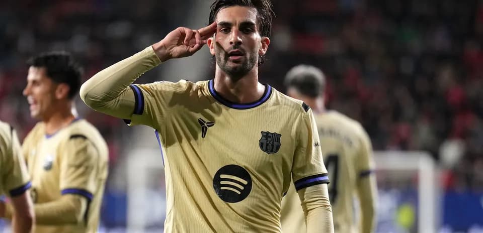 Jugador de Barcelona celebrando un gol con gesto