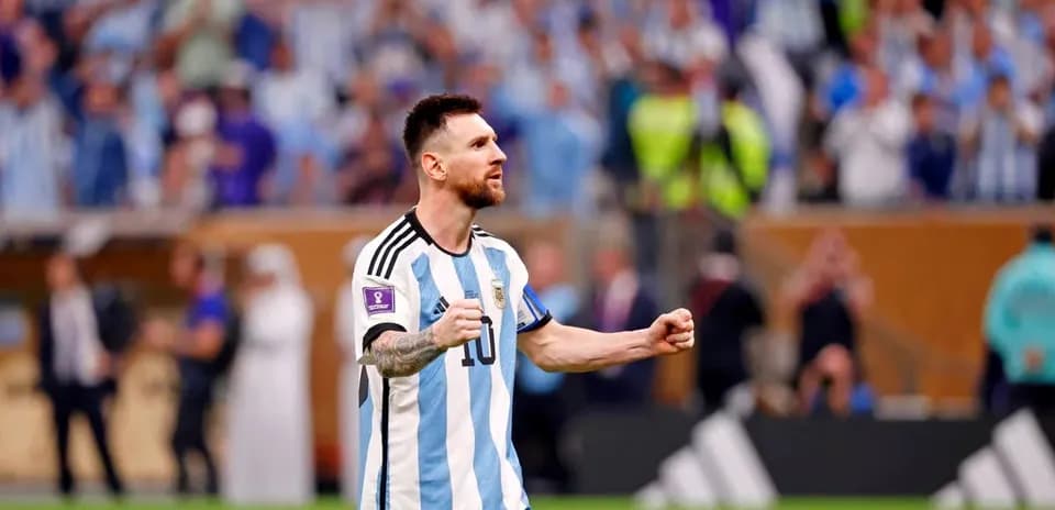 Lionel Messi celebrando en partido de Argentina