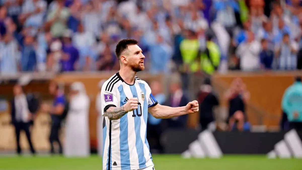 Lionel Messi celebrando en partido de Argentina