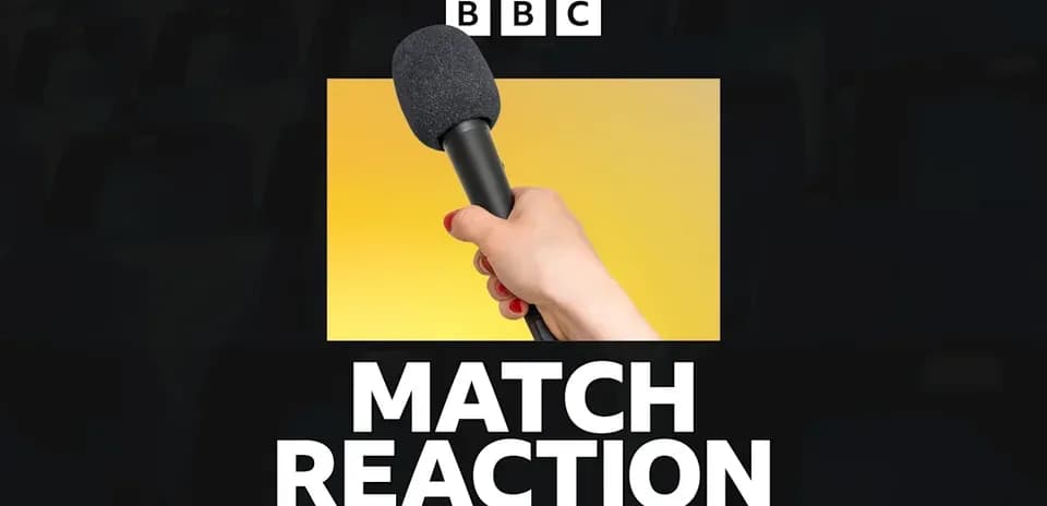 Mic in hand with 'MATCH REACTION' text below