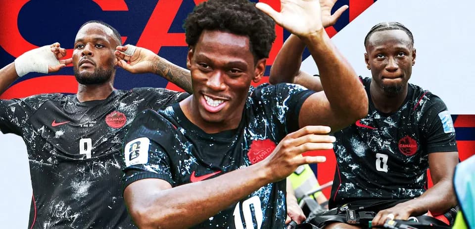 Jugadores de Canadá celebrando en el campo de fútbol
