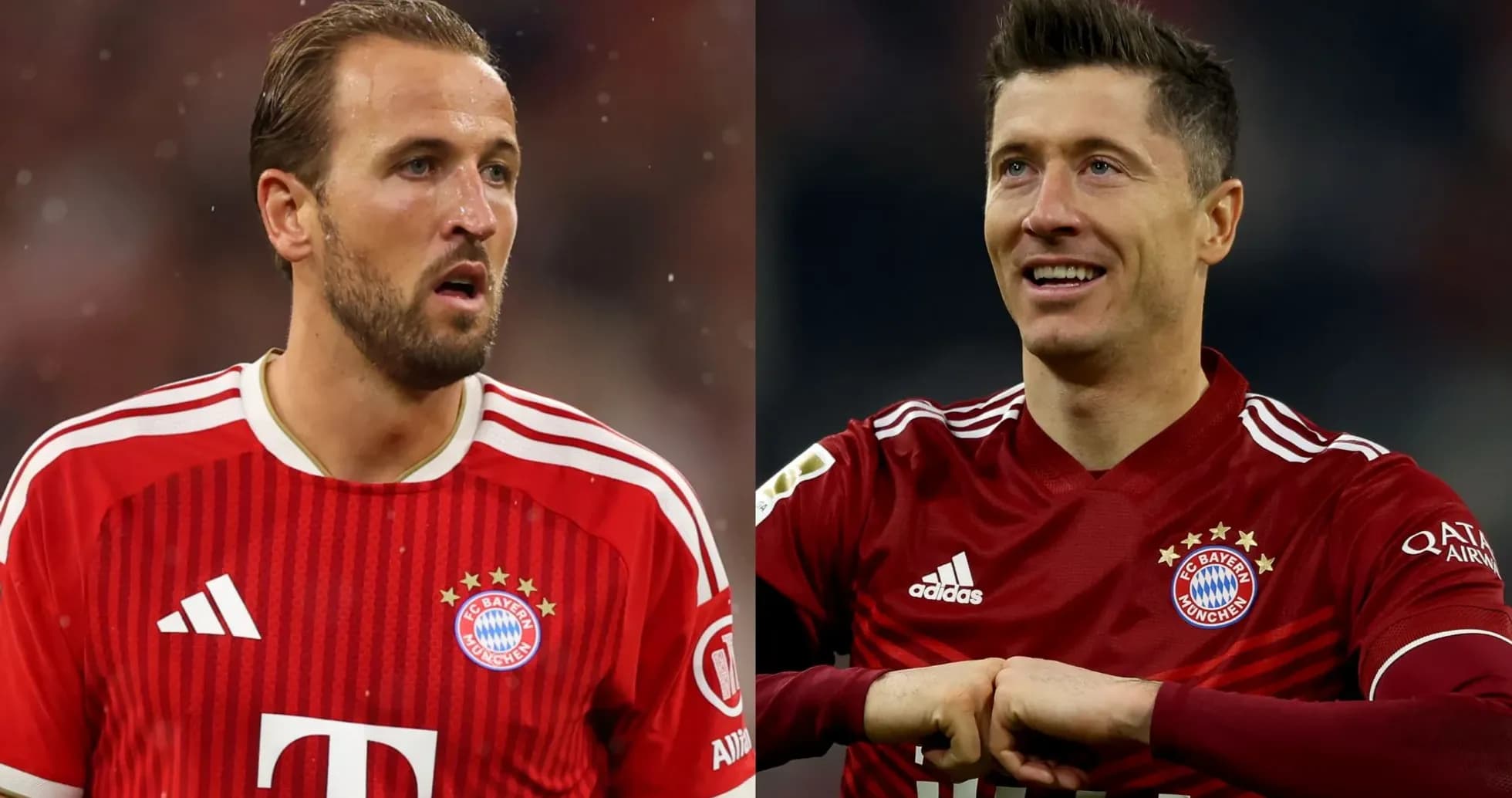 Harry Kane y Robert Lewandowski en uniforme del Bayern