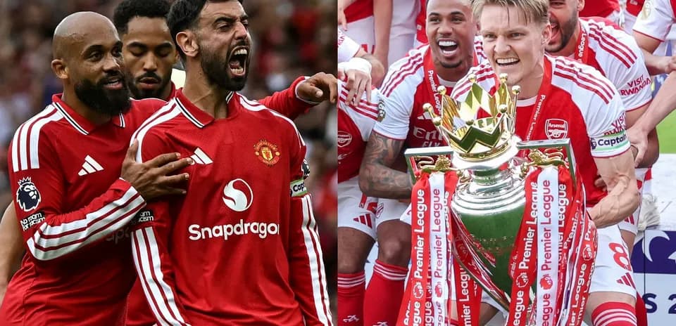 Jugadores de Manchester United y Arsenal celebrando éxitos