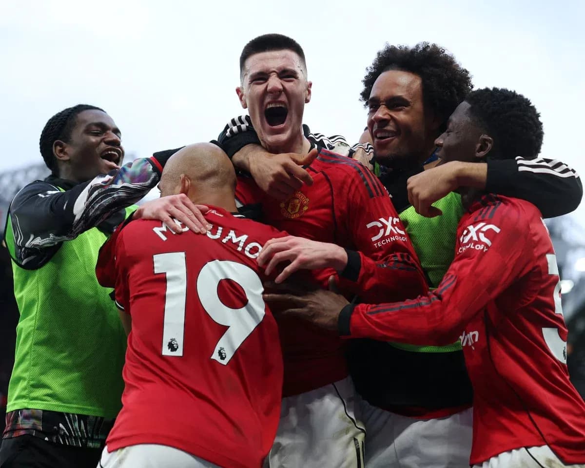 Jugadores del Manchester United celebrando un gol