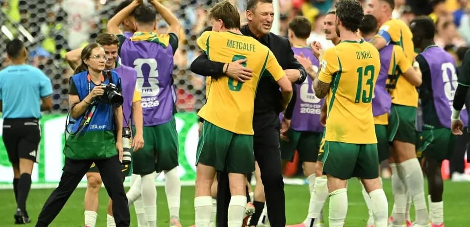 Celebración del equipo de fútbol australiano