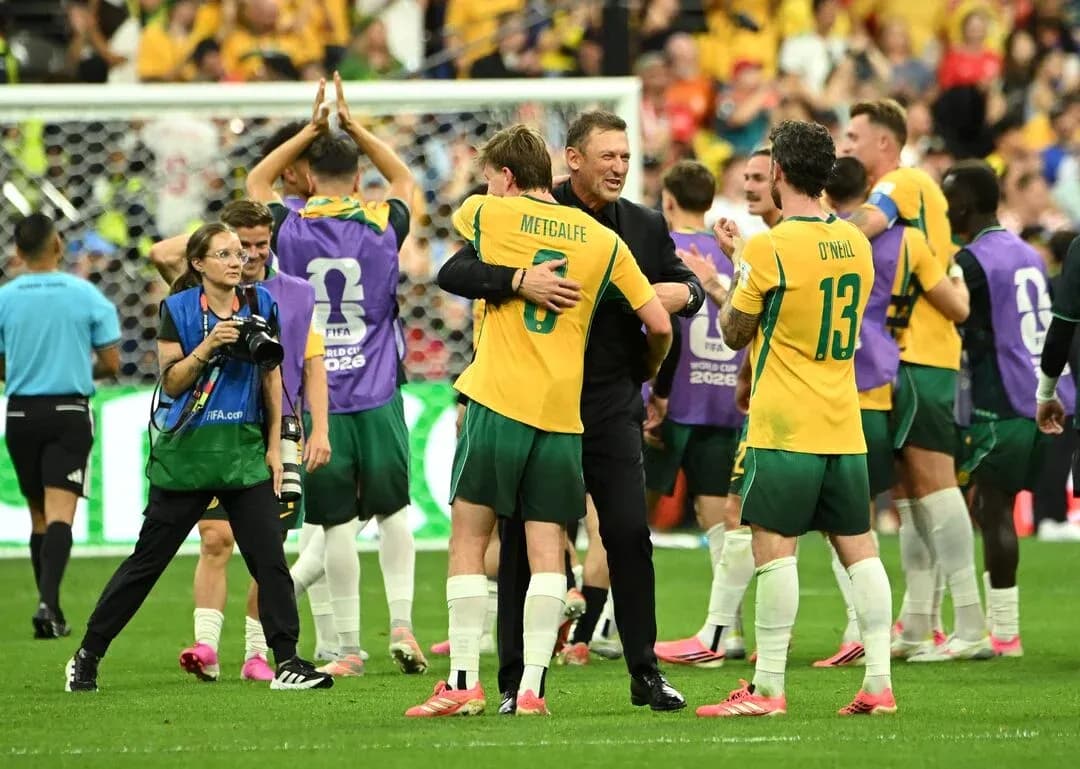 Celebración del equipo de fútbol australiano