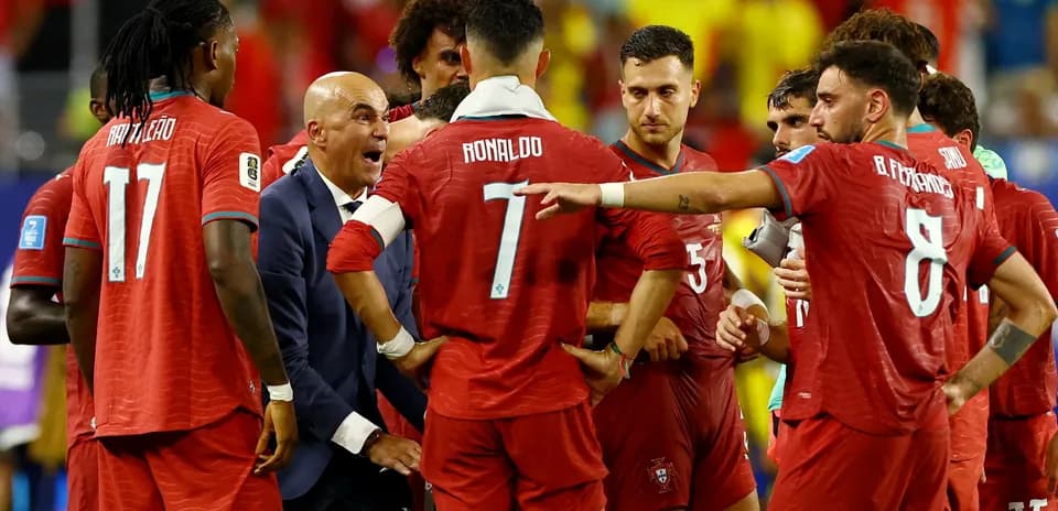 Jugadores de Portugal celebrando en el Mundial