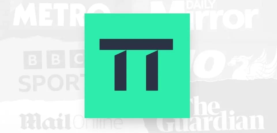 Logo de plataforma con fondo verde y gris