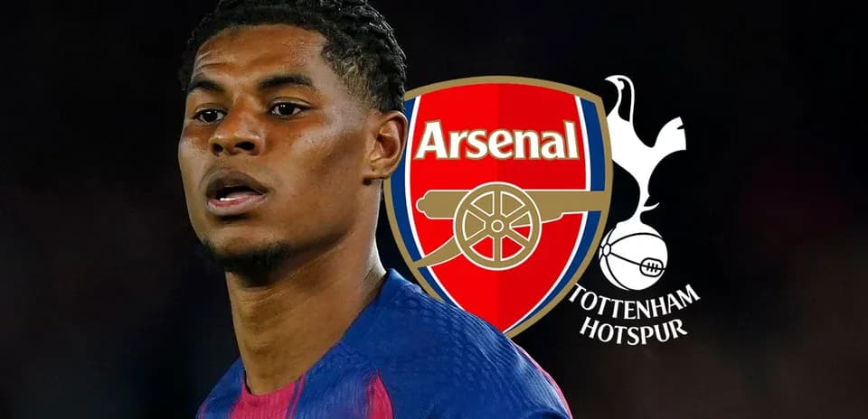 Jugador con logotipos de Arsenal y Tottenham Hotspur