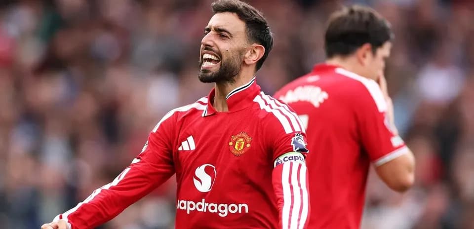 Bruno Fernandes celebrando en partido de Manchester United