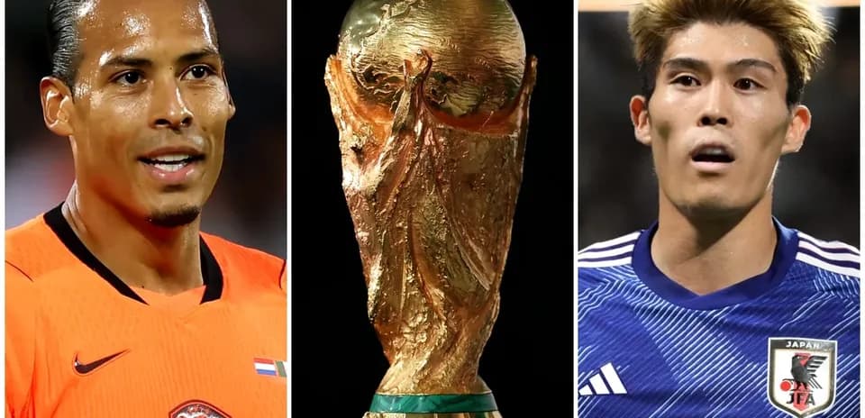Jugadores de los Países Bajos y Japón con trofeo
