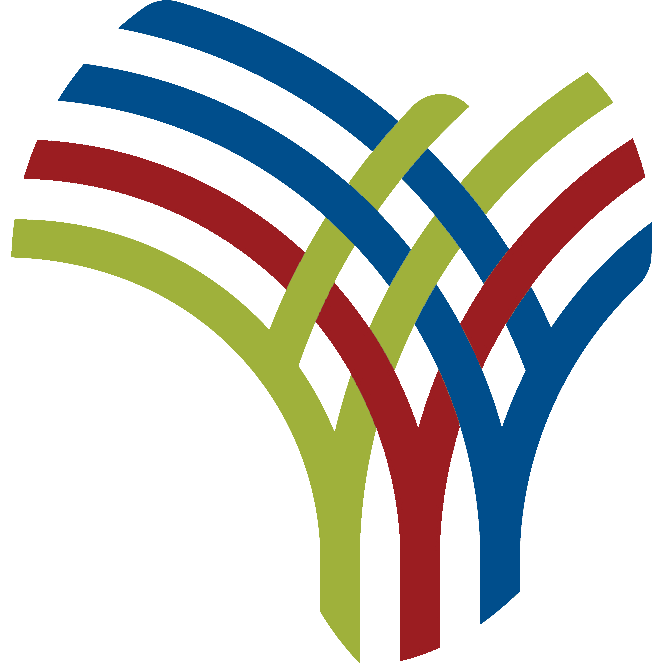 Logo con líneas entrelazadas en colores diversos
