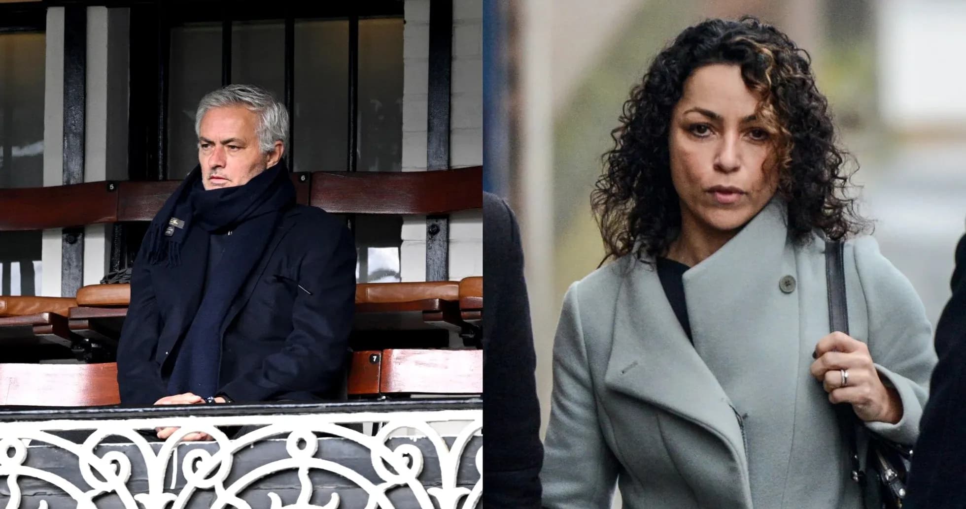 José Mourinho sentado en un palco, mujer caminando