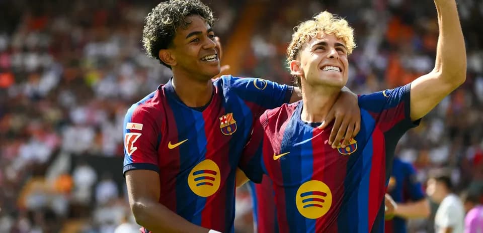 Jugadores del Barcelona celebrando un gol