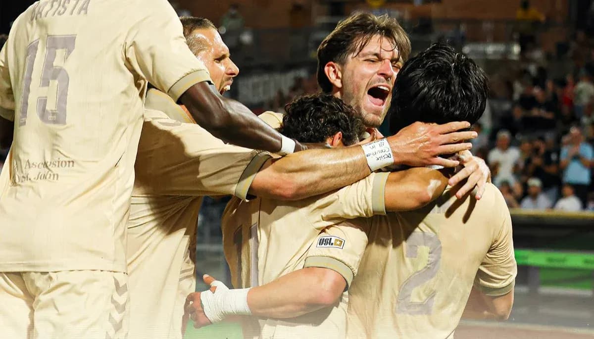 Celebración de los jugadores del Las Vegas Lights