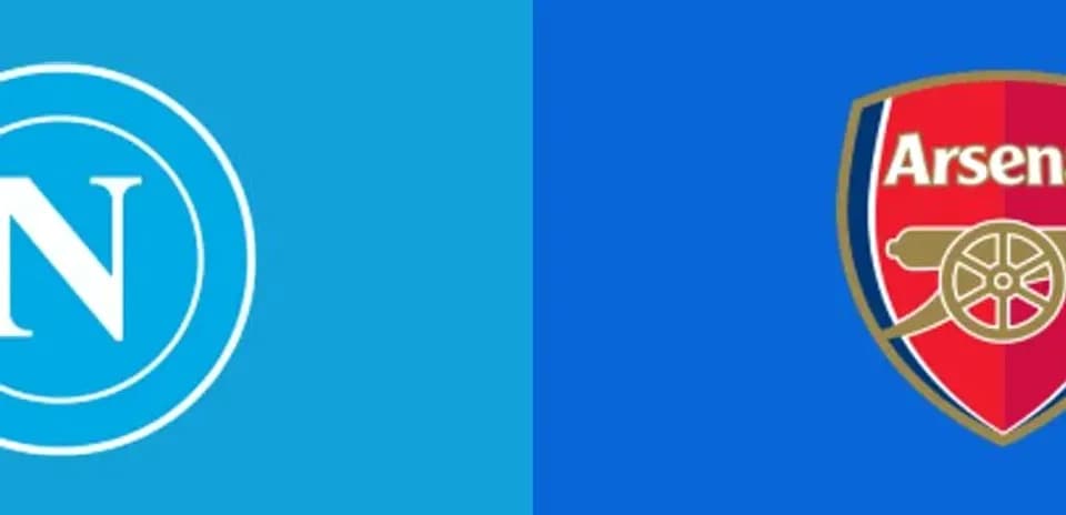 Logos de Napoli y Arsenal sobre fondo azul