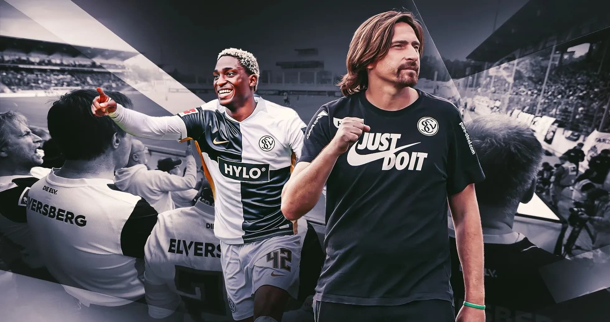 Jugador celebrando con aficionados de Eversberg
