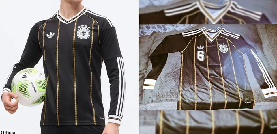 Camiseta negra de Alemania con balón de fútbol