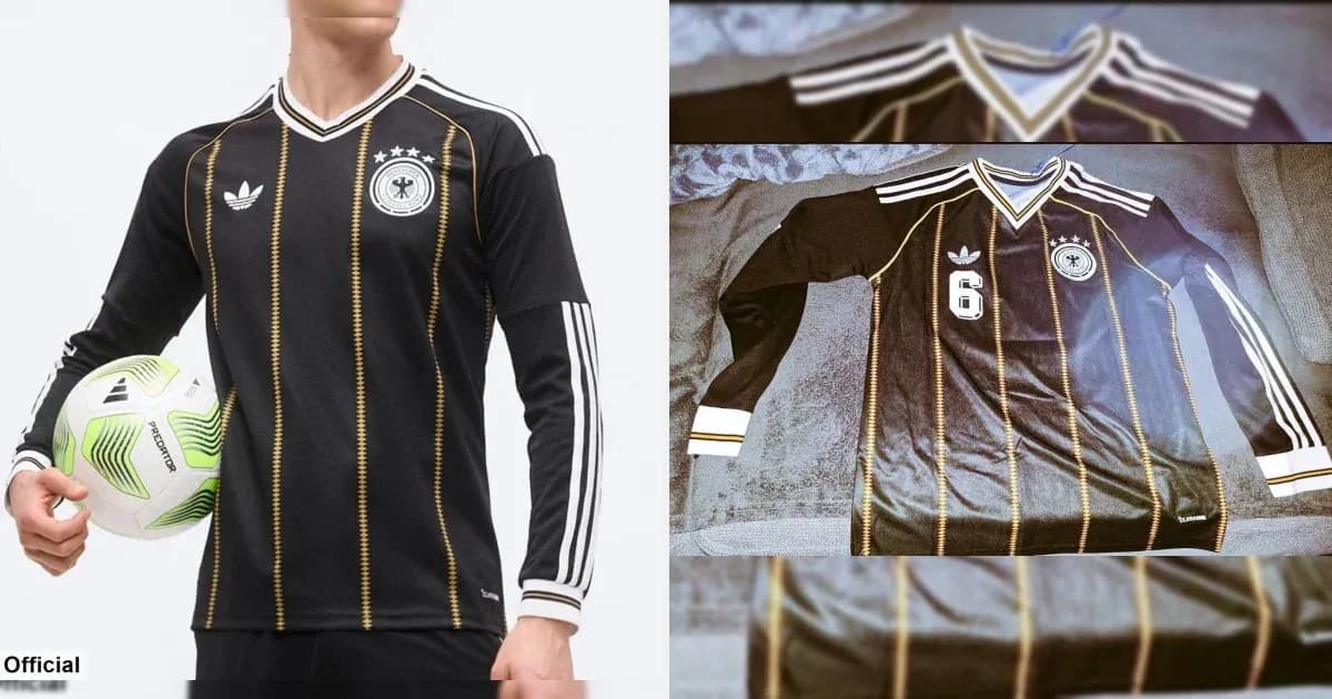 Camiseta negra de Alemania con balón de fútbol