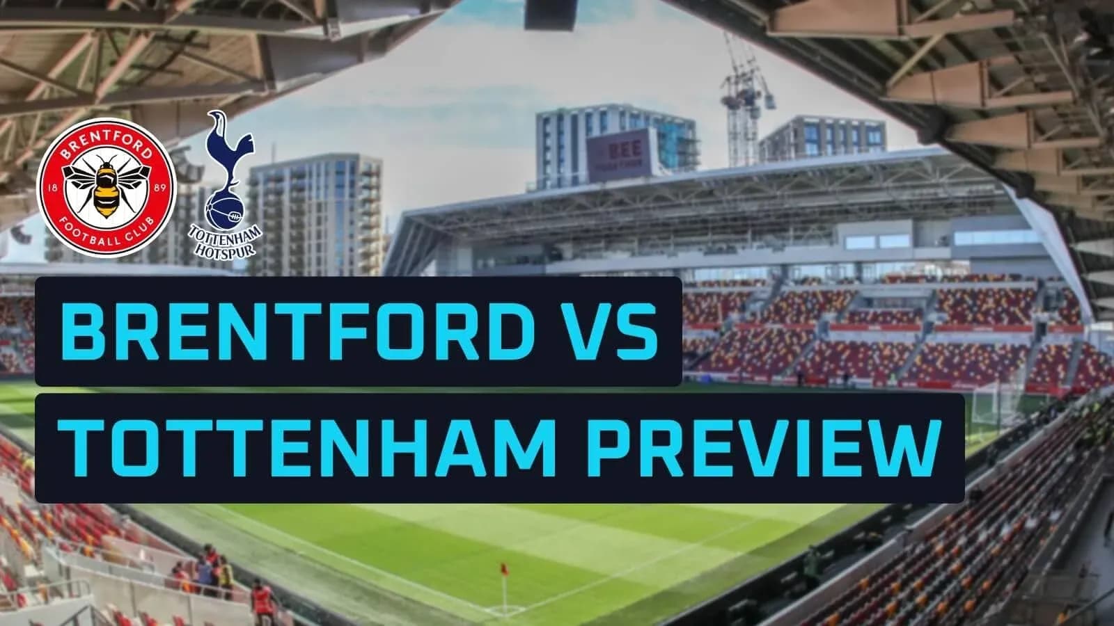 Estadio de Brentford con logos de equipos y texto