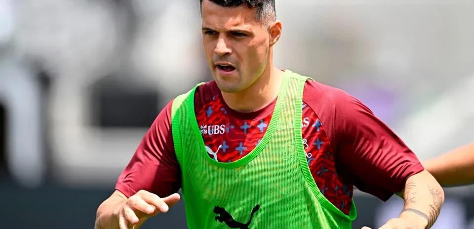 Jugador suizo entrenando para el partido
