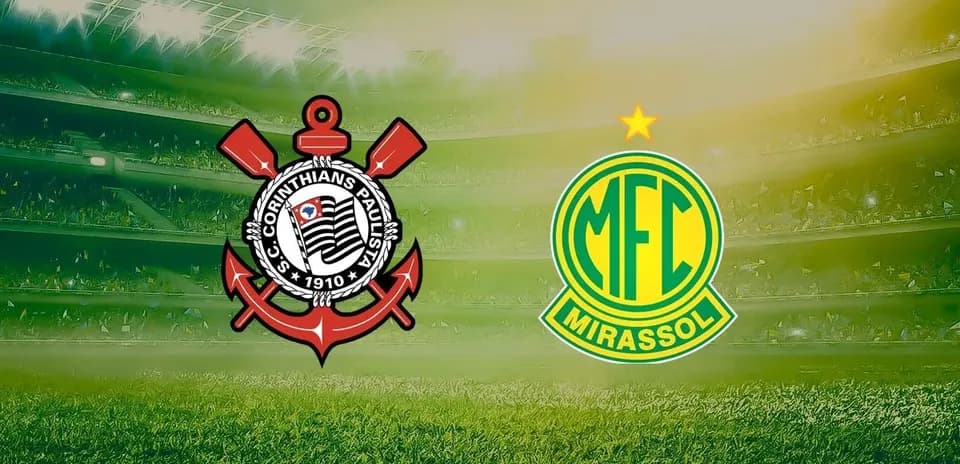 Logos de Corinthians y Mirassol en el estadio