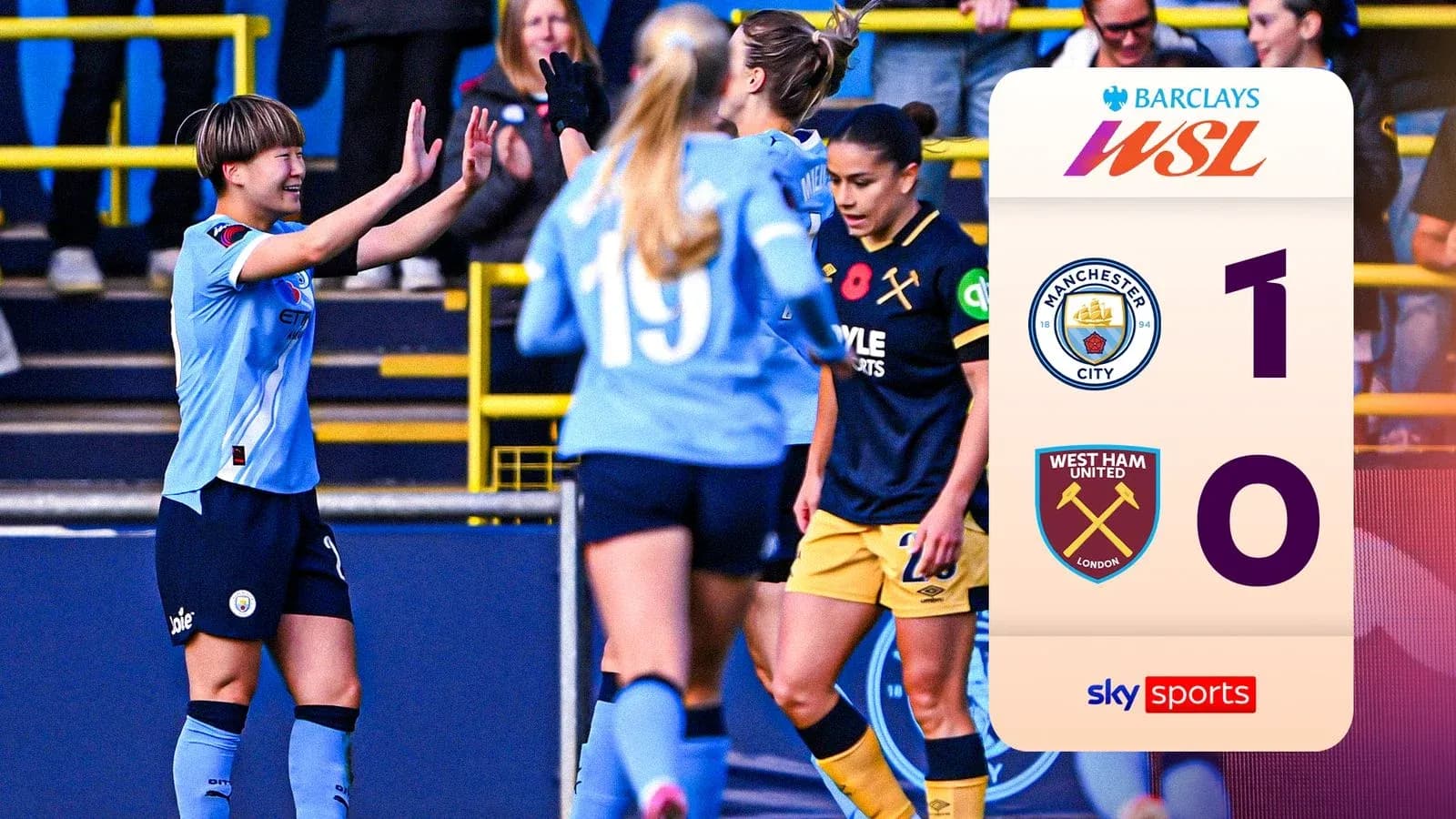 Jugadoras de Manchester City celebrando un gol