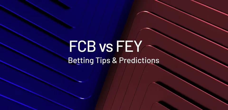 Diseño gráfico de FCB vs FEY con texto