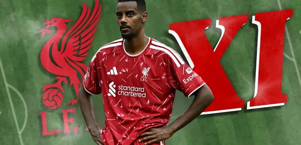 Jugador de Liverpool posando en camiseta roja