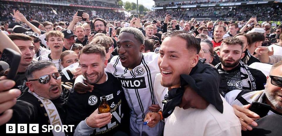 Celebration with fans after a football match