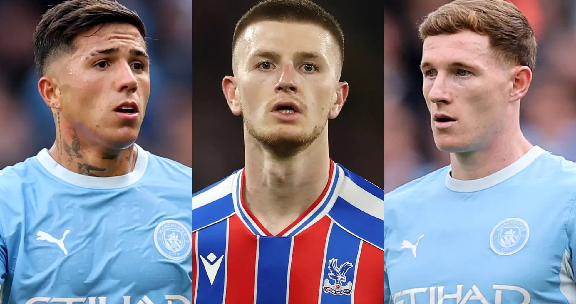 Tres jugadores de fútbol en sus camisetas de equipo