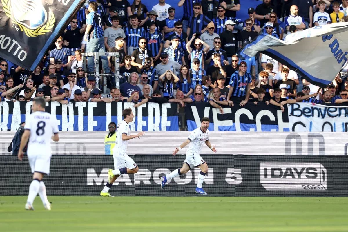 Celebración de gol en partido Atalanta vs Bologna