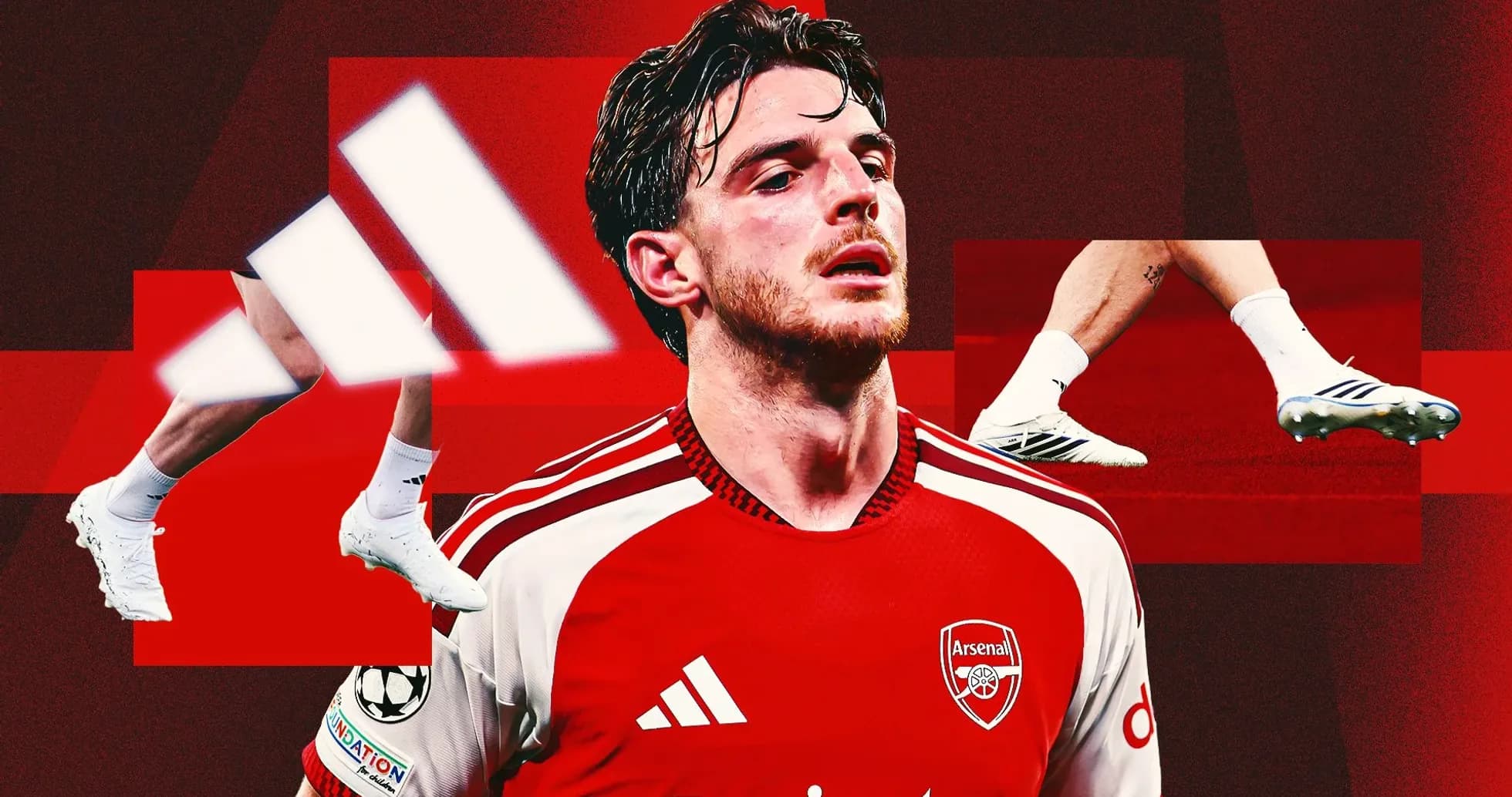 Jugador de Arsenal en camiseta roja con botas Adidas