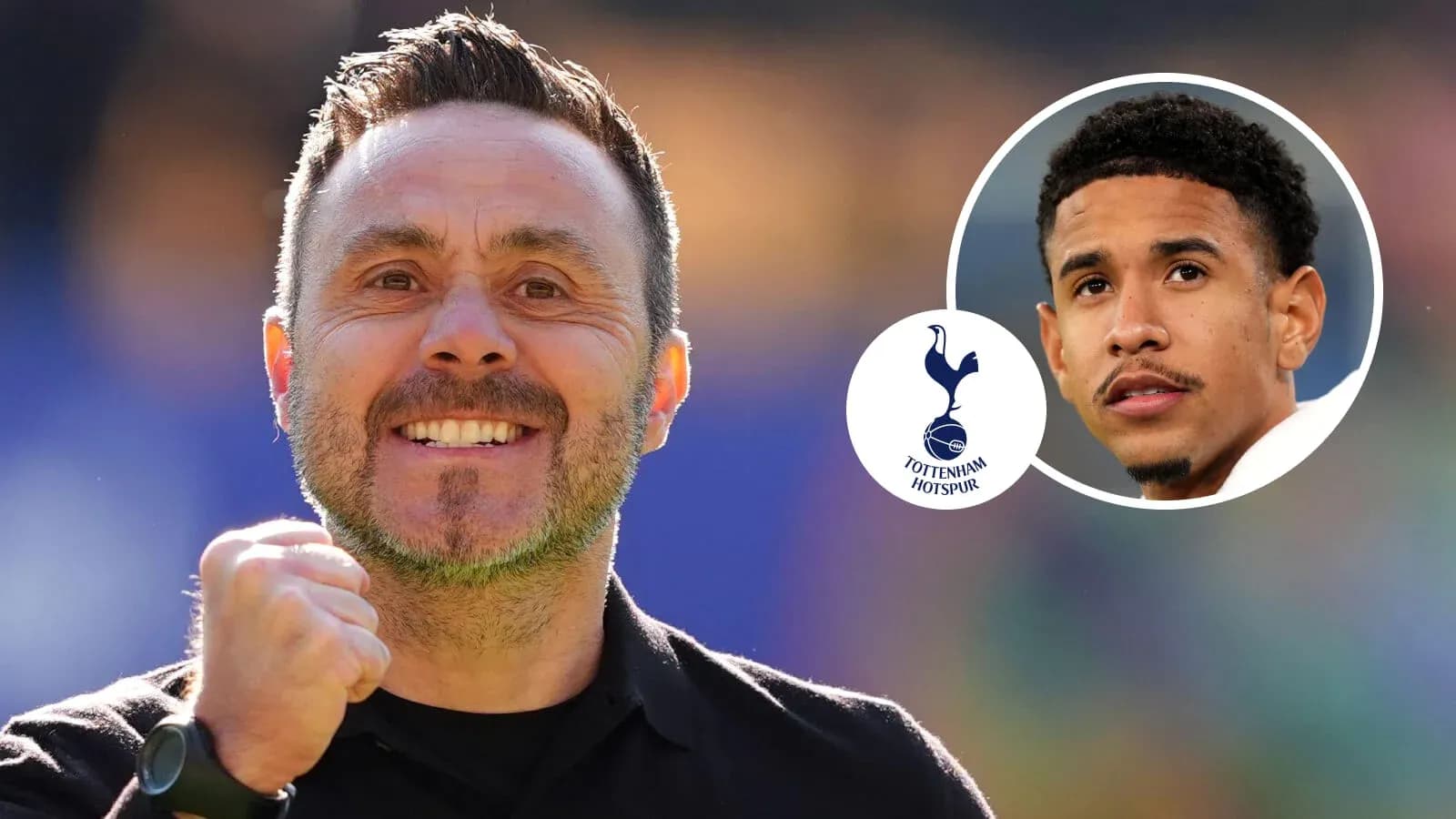 Entrenador sonriente de Tottenham Hotspur con jugador