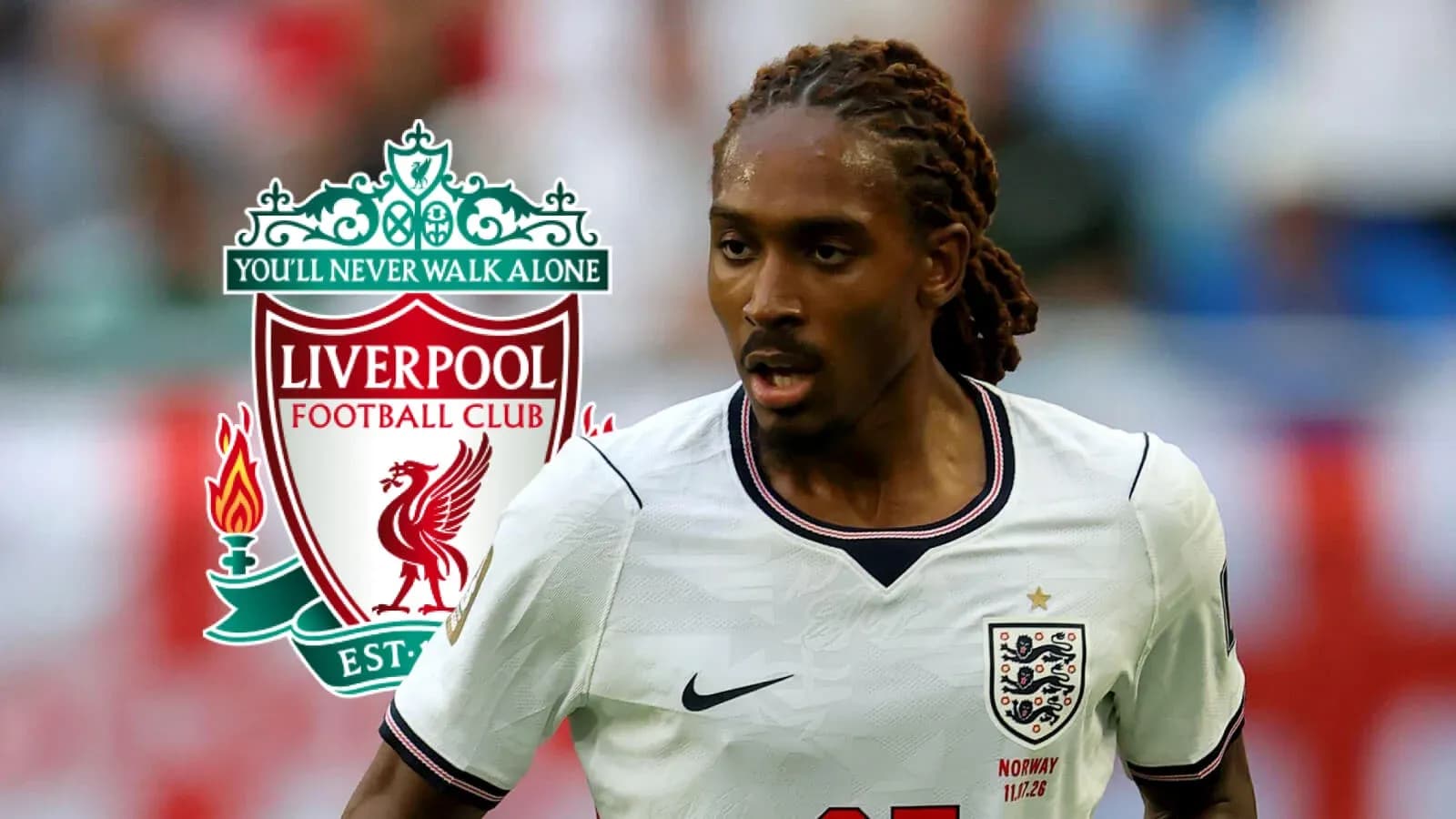 Jugador de Inglaterra corriendo con balón en partido