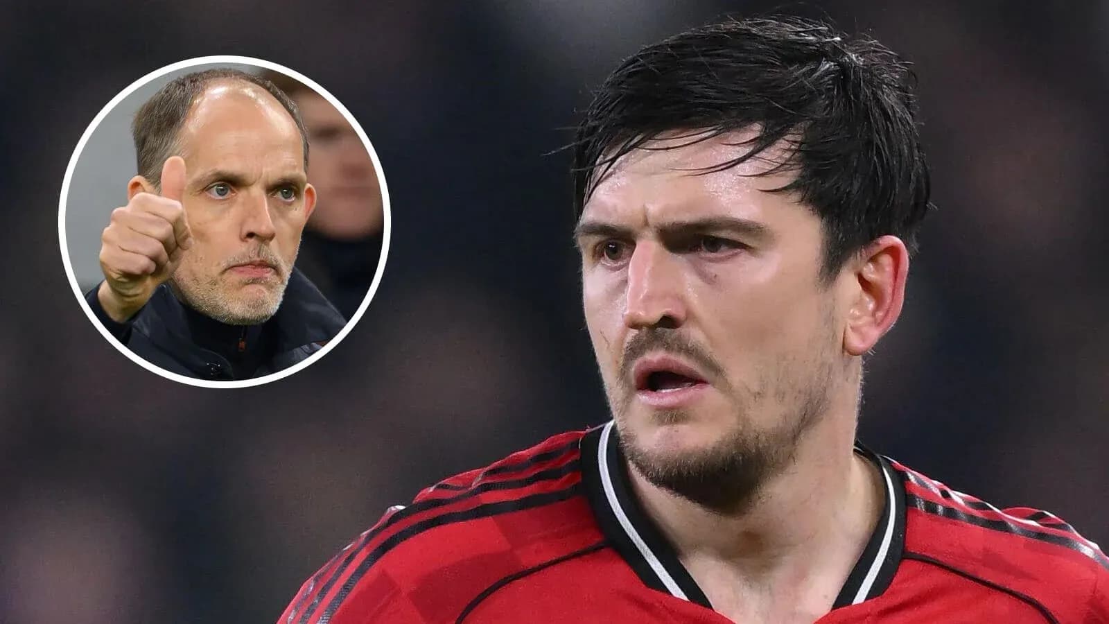 Harry Maguire in Manchester United jersey with coach